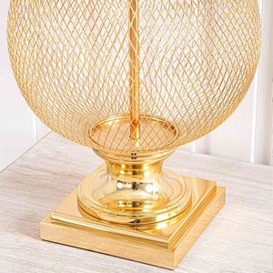 78cm Round Wire Mesh Base Table Lamp with Champagne Shade