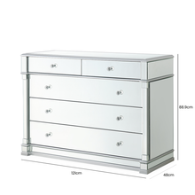 Load image into Gallery viewer, Venus Silver Mirror 5 Drawer Chest