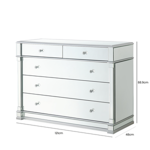 Venus Silver Mirror 5 Drawer Chest