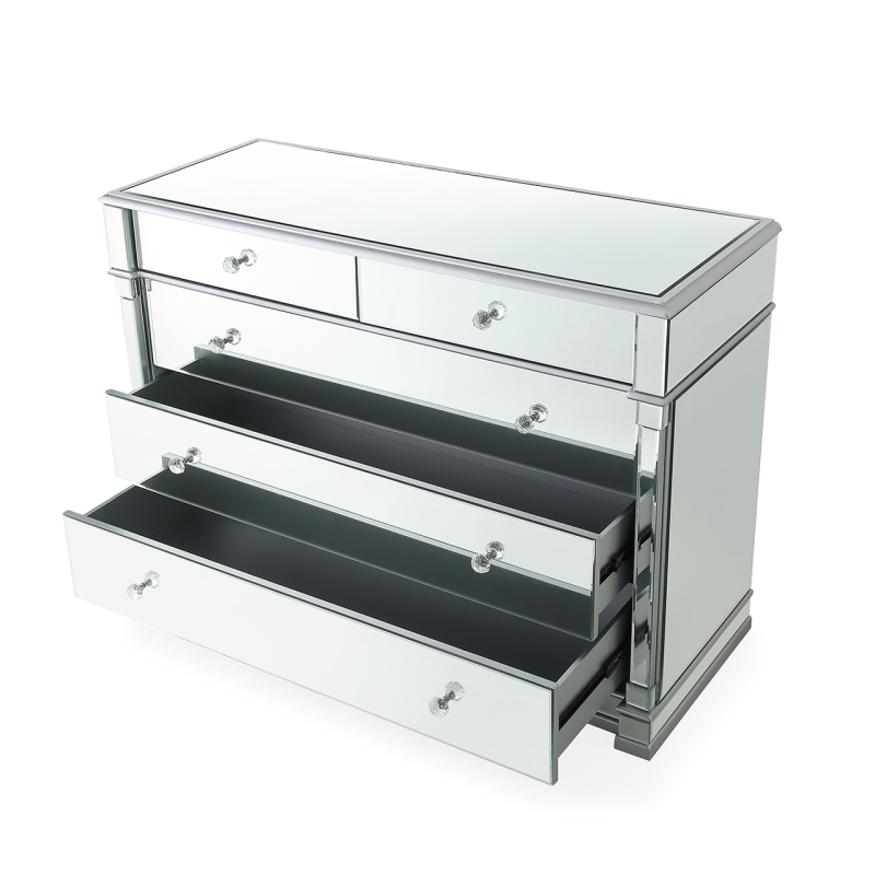 Venus Silver Mirror 5 Drawer Chest