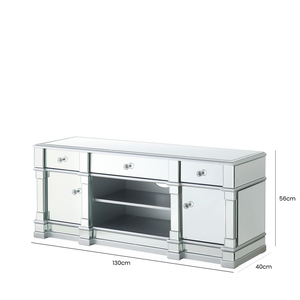 Venus Silver Mirror Medium 2 Door 3 Drawer TV Chest