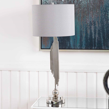 Load image into Gallery viewer, 83cm Chrome Table Lamp With Grey Shade