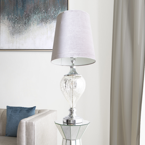 Medium Chrome Glass Regal Lamp with Grey Shade