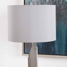 Load image into Gallery viewer, 83cm Chrome Table Lamp With Grey Shade