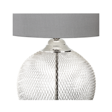 Load image into Gallery viewer, 78cm Round Wire Mesh Table Lamp With Grey Linen Shade
