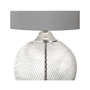 78cm Round Wire Mesh Table Lamp With Grey Linen Shade