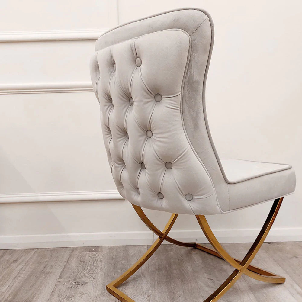 Coco X Leg Light Grey Dining Chair in Gold