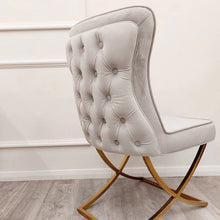 Load image into Gallery viewer, Coco X Leg Light Grey Dining Chair in Gold