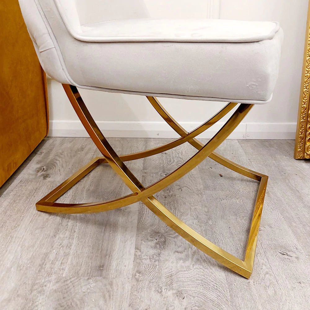 Coco X Leg Light Grey Dining Chair in Gold