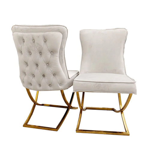 Coco X Leg Light Grey Dining Chair in Gold