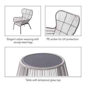 3 Piece Patio Wicker Bistro set