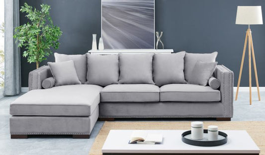 Mayfair Velvet Tufted Grey Corner Suite-Left