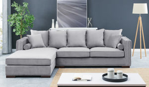 Mayfair Velvet Tufted Grey Corner Suite-Left