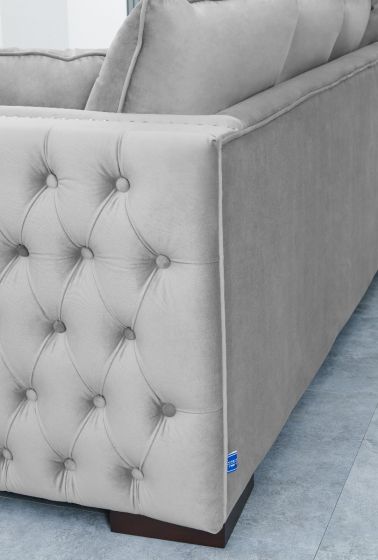 Mayfair Velvet Tufted Grey Corner Suite-Left