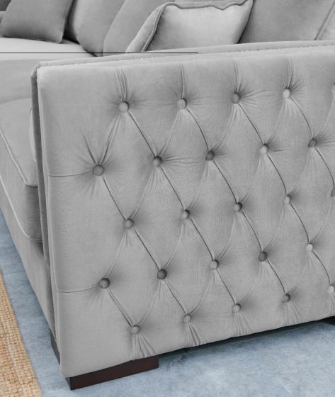 Mayfair Velvet Tufted Grey Corner Suite-Left