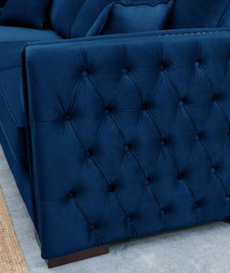 Mayfair Velvet Tufted Royal Blue Corner Suite-Left