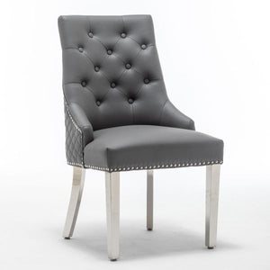 Grey PU Leather Dining Chair