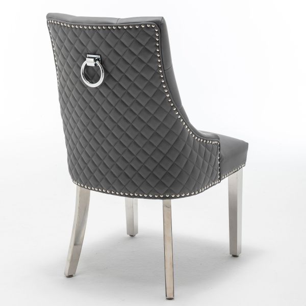 Grey PU Leather Dining Chair