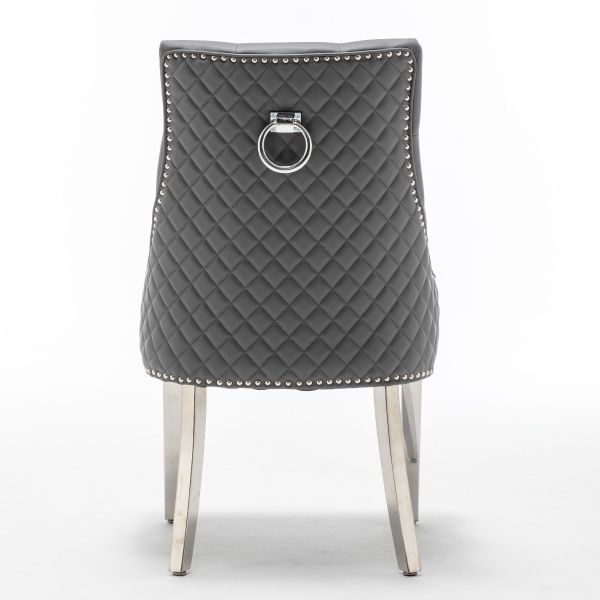 Grey PU Leather Dining Chair