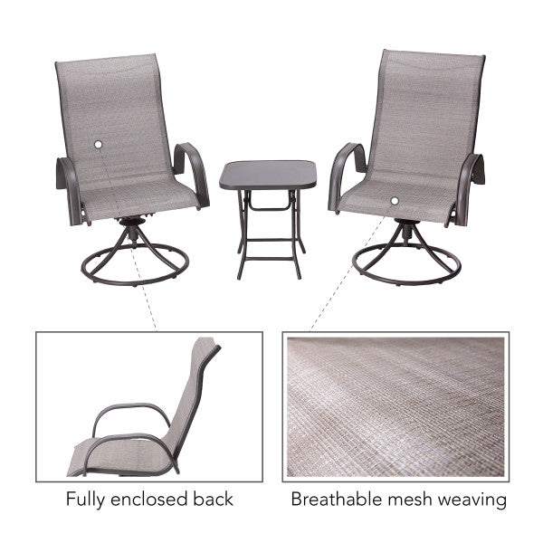 3 Piece Patio Swivel Motion Set