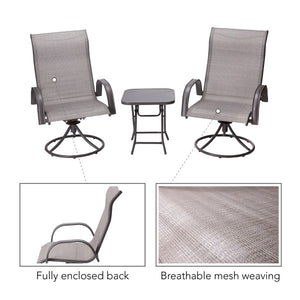 3 Piece Patio Swivel Motion Set