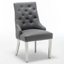 Load image into Gallery viewer, Chelsea Grey PU Leather Lion Knock Back Dining Chair