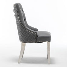 Load image into Gallery viewer, Chelsea Grey PU Leather Lion Knock Back Dining Chair