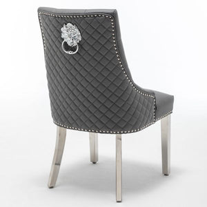 Chelsea Grey PU Leather Lion Knock Back Dining Chair