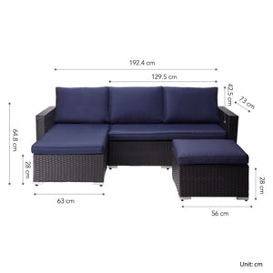 3 Piece Patio Sectional Sofa Set