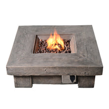 Load image into Gallery viewer, Outdoor Retro Wood Look Square Propane Gas Fire Pit